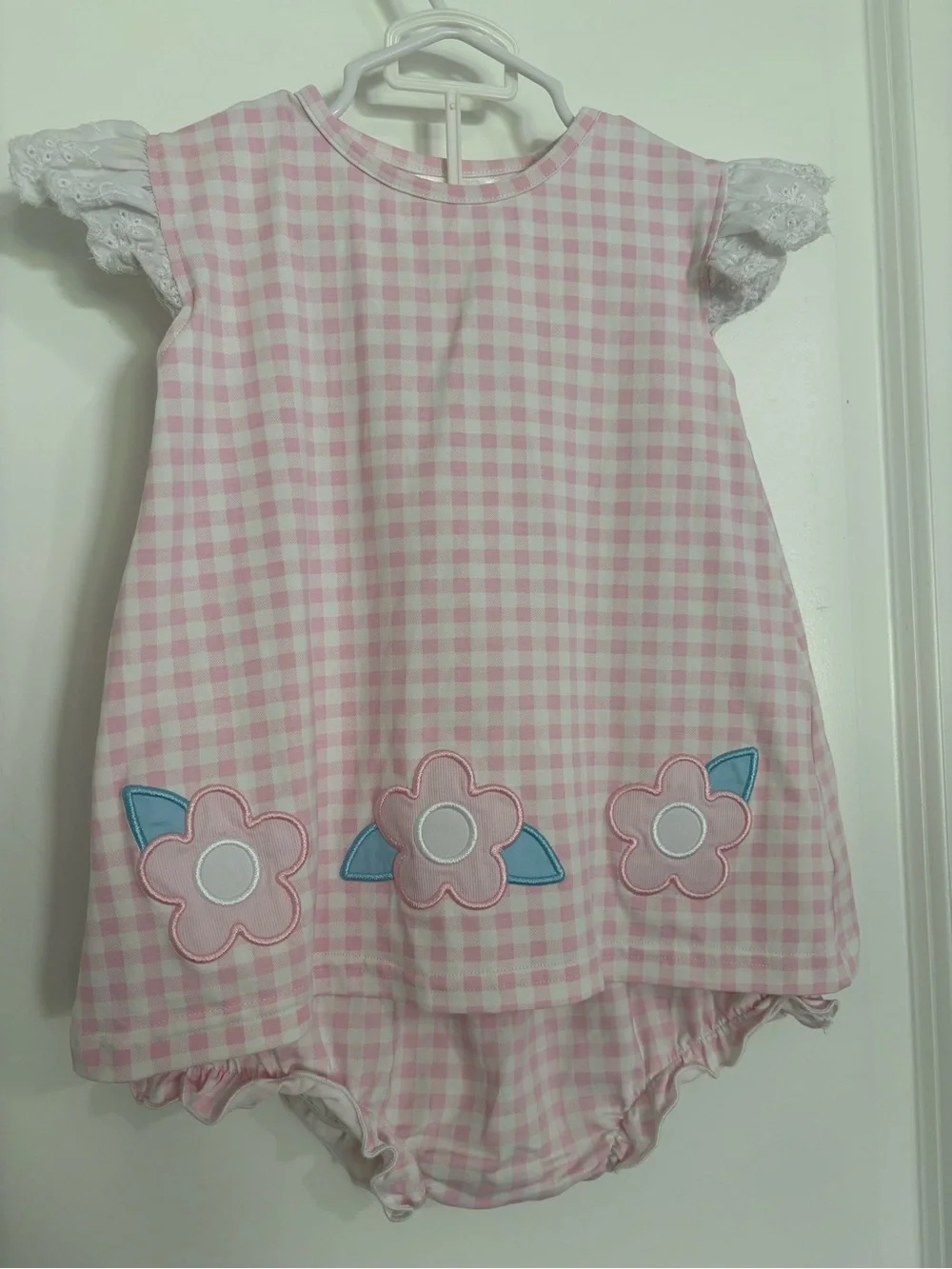 Eliza James Kids 3T Pink Gingham Flower Tunic & Bloomers Set Boutique